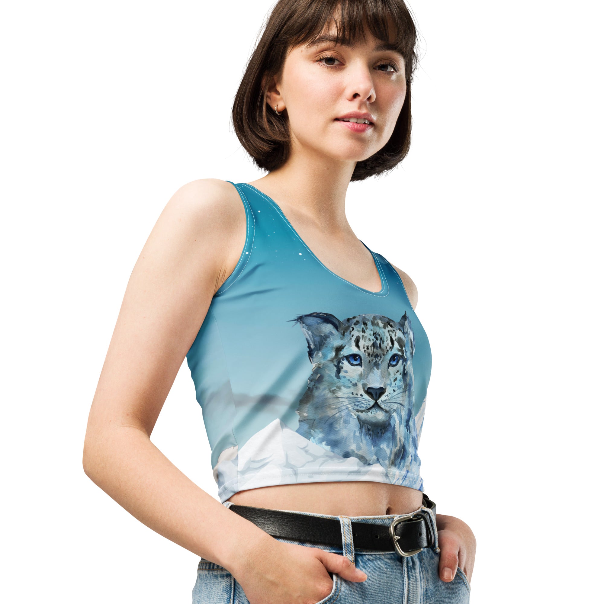 Schneeleoparden Crop-Top