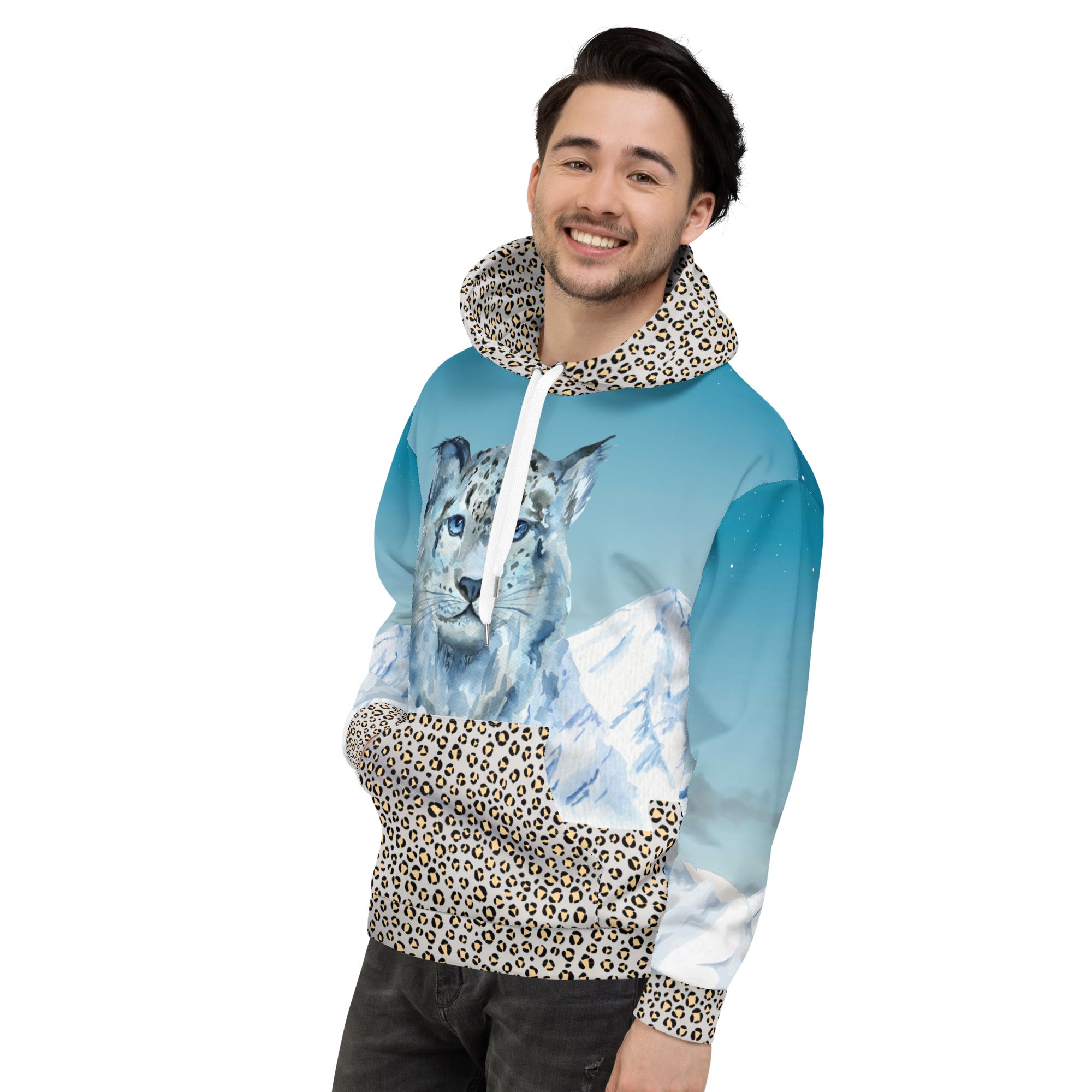 Schneeleoparden Unisex-Kapuzenpullover